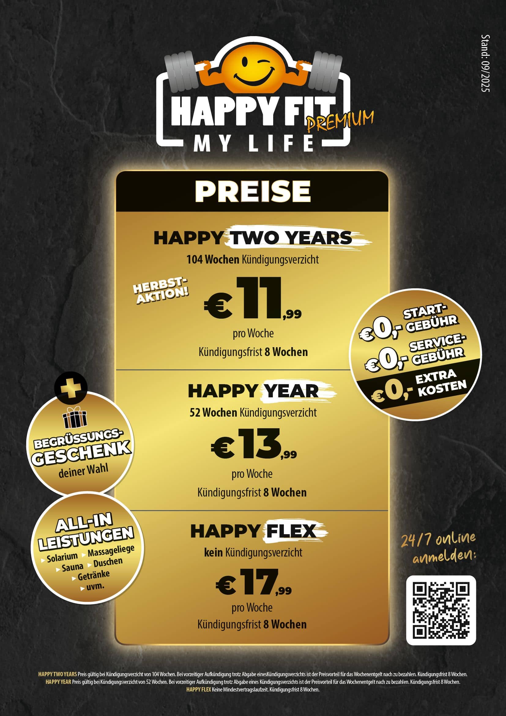Happy Fit Preisliste ohne Booster 09/2025